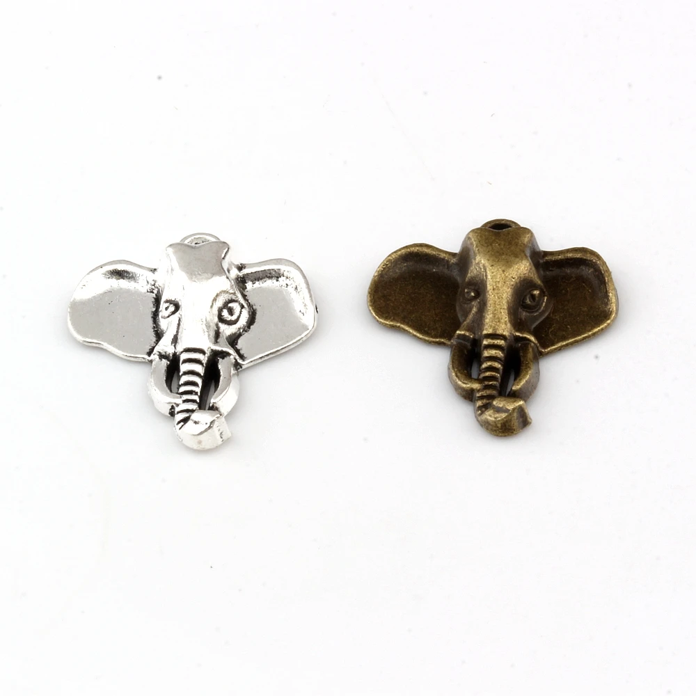 Elephant Head Charms Pendants 100Pcs 22.8x26.2mm Antique Bronze Zinc Alloy Fashion Jewelry DIY Fit Bracelets 2colors | Украшения и