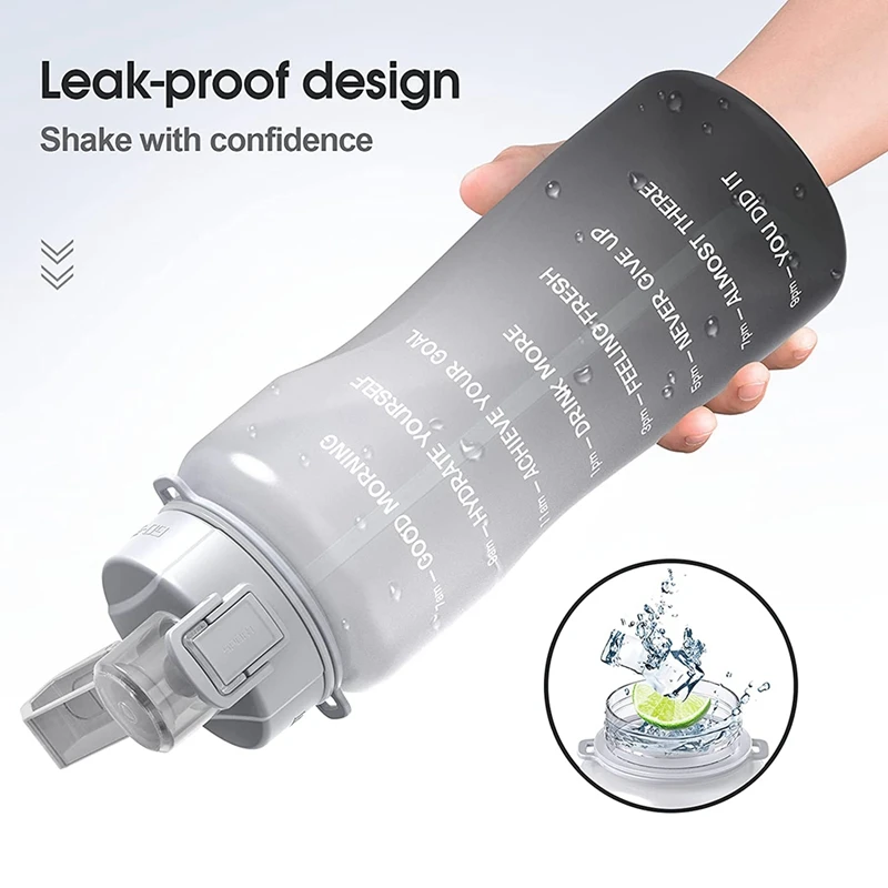 Спортивная бутылка для воды с маркером времени и соломинкой из тритана объемом 64