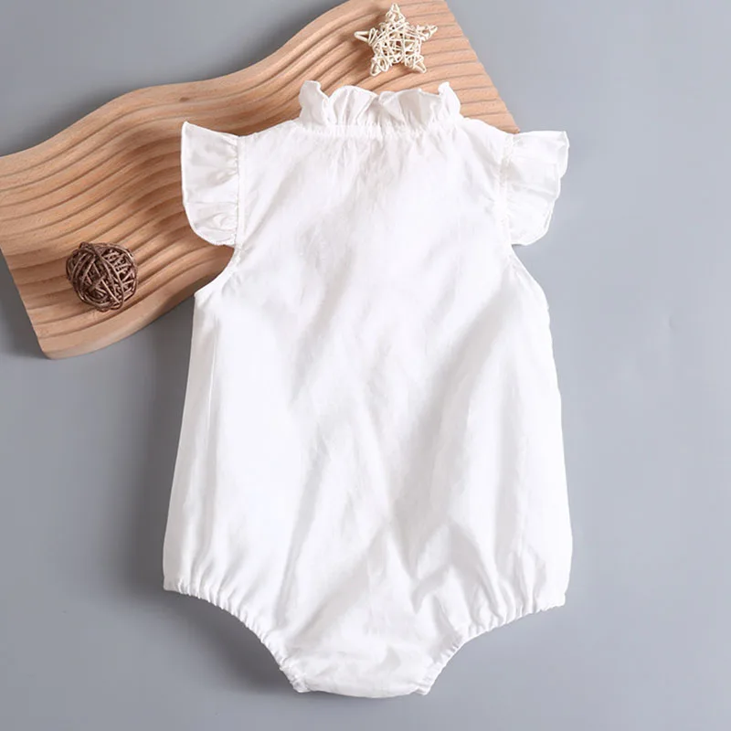 Кружевной воротник для новорожденных девочек без рукавов однотонный цвет летний