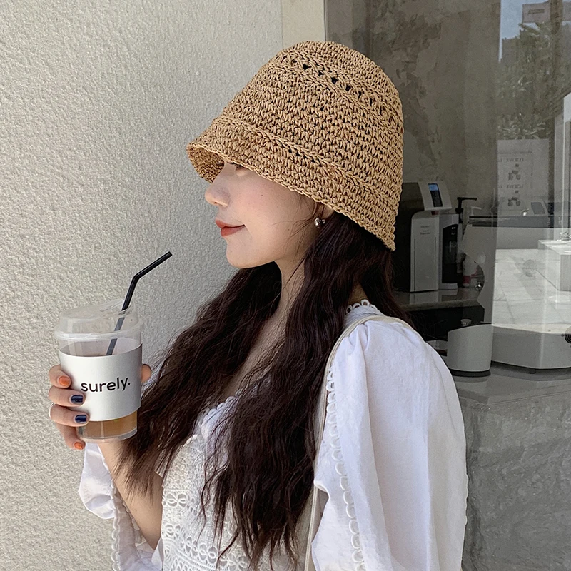 Соломенная женская свежая универсальная японская модная пляжная Солнцезащитная