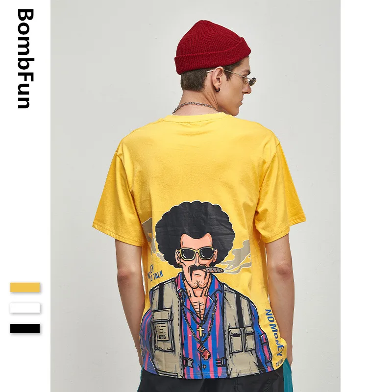 

BombFun Футболка мужская футболка с принтом повседневные футболки летние мужские хип хоп короткий рукав Harajuku Повседневная терморубашка мужск...