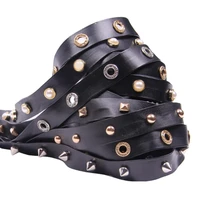 regelin 15 20mm punk style rivets braided double layer pu leather strap string rope diy backpack strap necklace bracelet making
