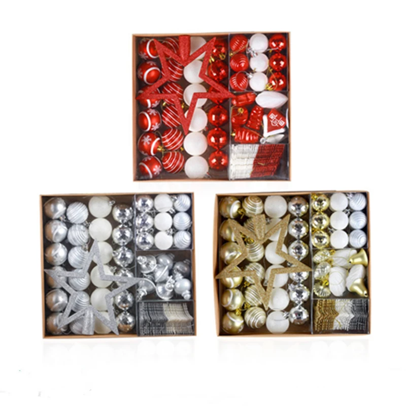 Christmas Tree Pendant with Gift Bag Decoration Hanging Ball Snow Top Star Snowflakes Multi-Pack Decor Set 80PCS | Дом и сад