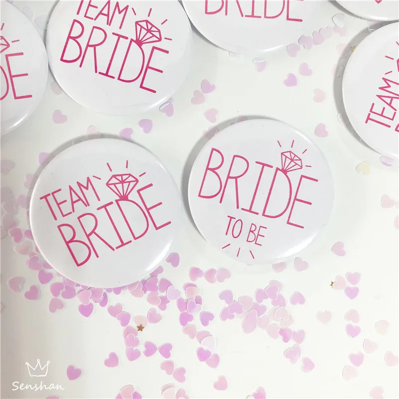 White Pink Team Bride Bridal Shower Party Badge Wedding Buttons to Be For Decor Supplies | Дом и сад