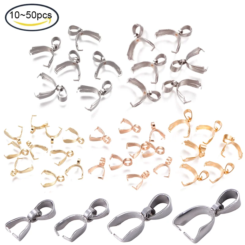 

10~50 Pcs 4 Sizes 304 Stainless Steel Pinch Bails Pinch Clip Bail Clasp Dangle Charm Bead Pendant Connector Findings