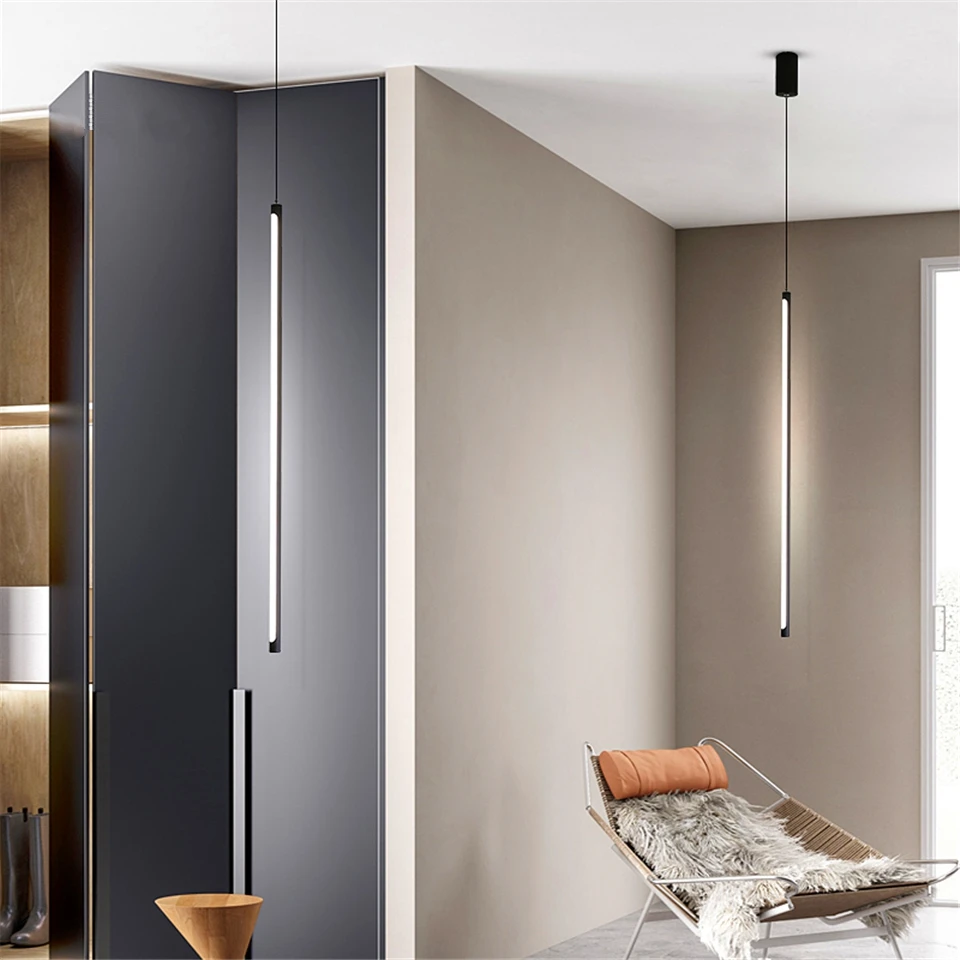 Длинная трубчатая Подвесная лампа светодиодный светильник с регулируемой