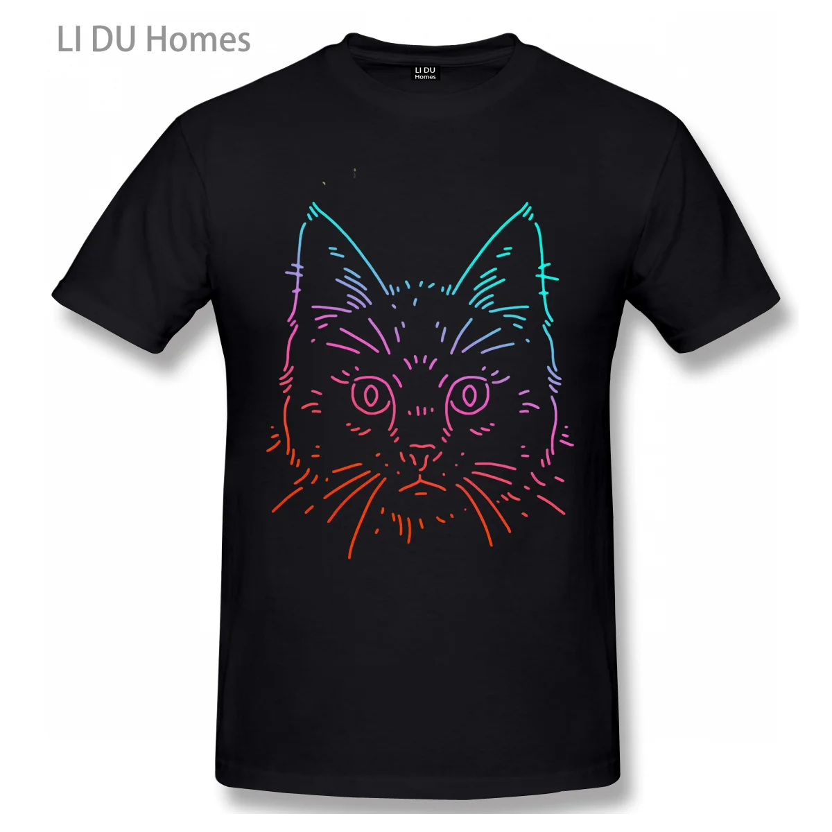 

Neon Cat T Shirt Mens Trendy Streetwear Tee Shirt New Fashion Design T-Shirt For Men Women TShirt