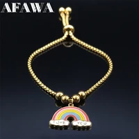 2022 stainless steel clouds rainbow bead charm bracelets for womenkids gold color bracelets jewelry pulseira feminina b9501s01