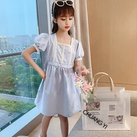 dress for girls pearls girls party dress puff sleeve square collar kids dresses summer costumes for girls 6 8 10 12 14