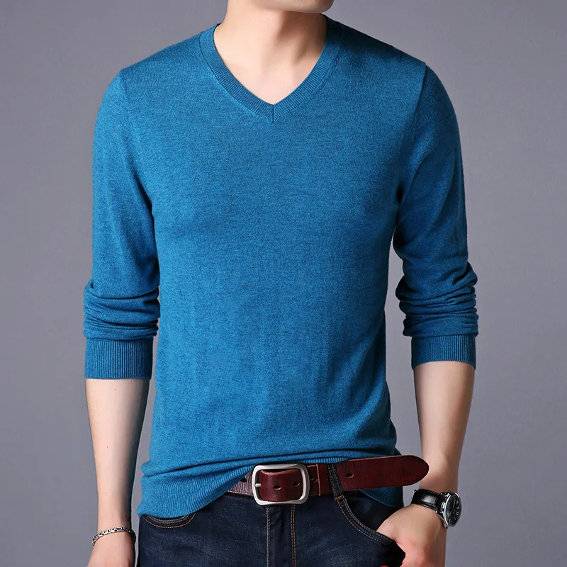 

male 2021 new spring and autumn sweater men V-neck solid color long-sleeved knitted sweaters jke629