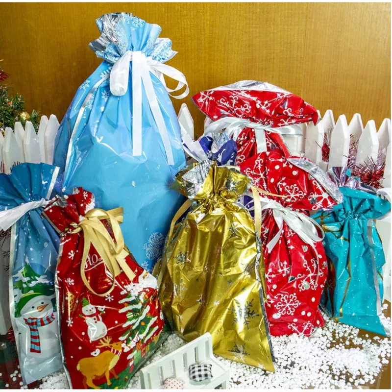 Сумка для подарков Санта Клауса конфетные сумки Снежинка Хрустящие на шнурке