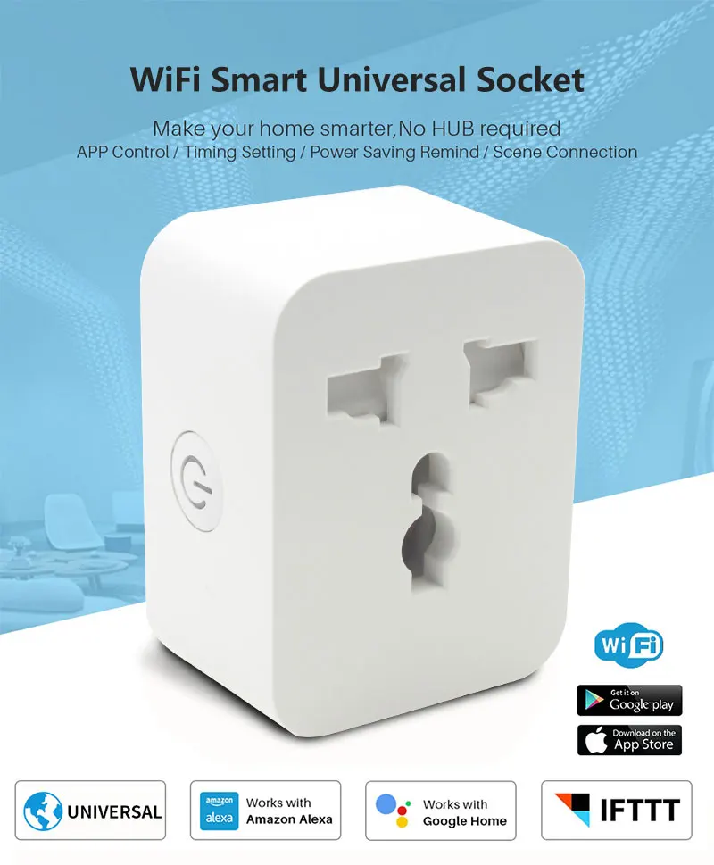

Smart Home Graffiti WiFi + Bluetooth Timing Pin Multi Function Conversion Smart Socket 10A 15A Switch Plug