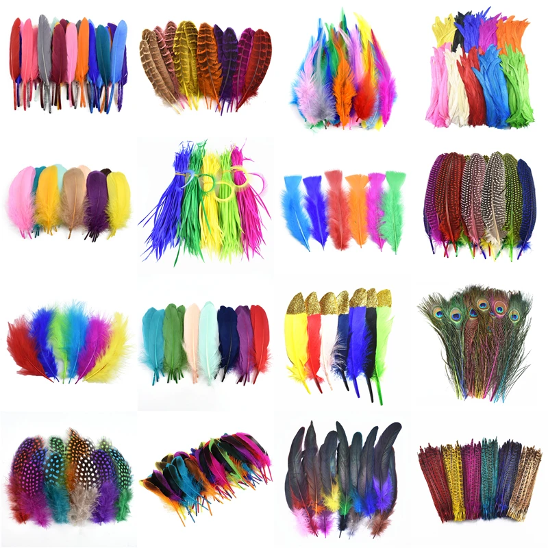

Multicolour Combinations Goose Ostrich Feathers Plumes Pheasant Chicken Turkey Peacock Feather Handicraft Accessories Decoration