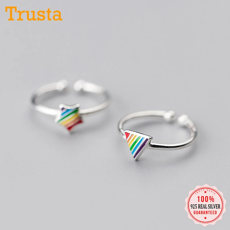 Trusta 100% Серебро 925 пробы модные ювелирные изделия Радужный треугольник звезда