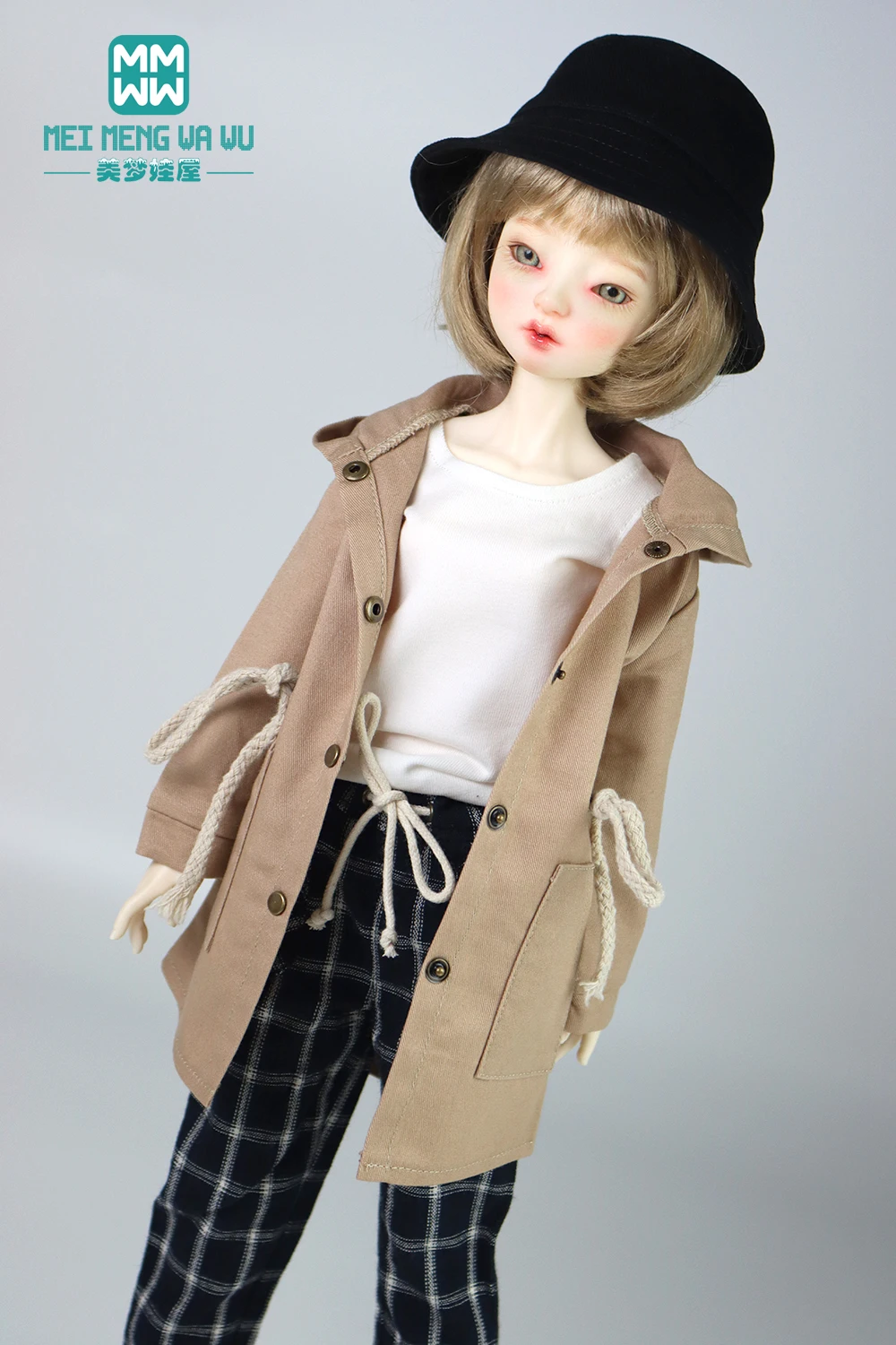 

BJD doll clothes uniform 43--45cm Spherical joint doll 1/4 BJD MSD Fashion Hooded coat, T-shirt, plaid pants