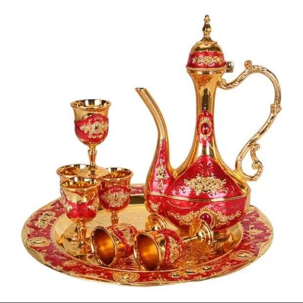 Модный 8 шт./компл. золотистый/серебристый декоративный набор для вина графин