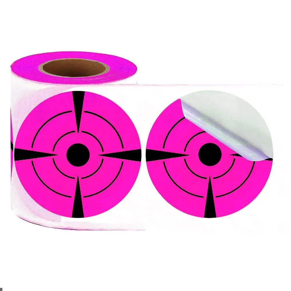 Hot-selling Target Fluorescent Pink Self-adhesive 3-inch Bullseye Target For Shooting 250 pcs