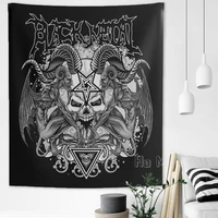 black metal tapestry demon skull occult satanic all seeing eye goat head baphomet pentagram devil horns gothic decor
