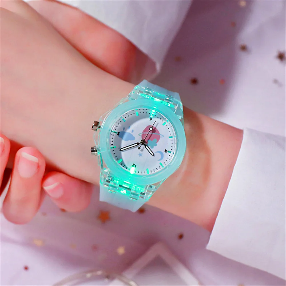 

Student Children's Colorful Light LED Watch Fruit Pattern Design Fashion Men's Women's Quartz watches Luminous Silicone Strap