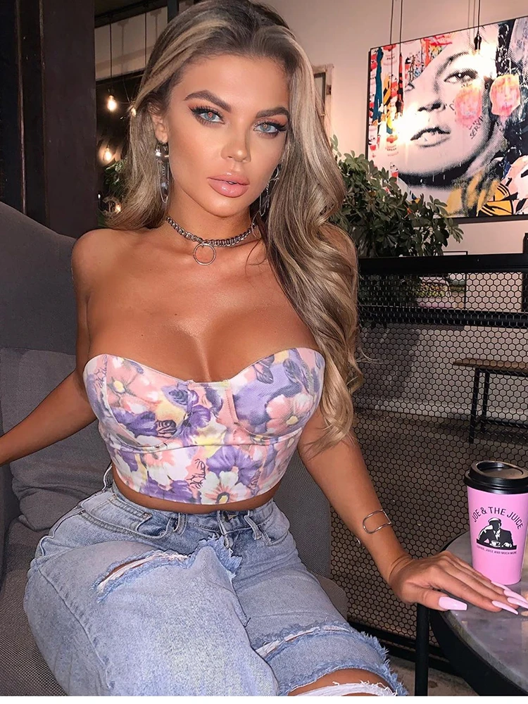 

zaraing woman 2021 ladies summer top wrap chest camisole corset top female crop top