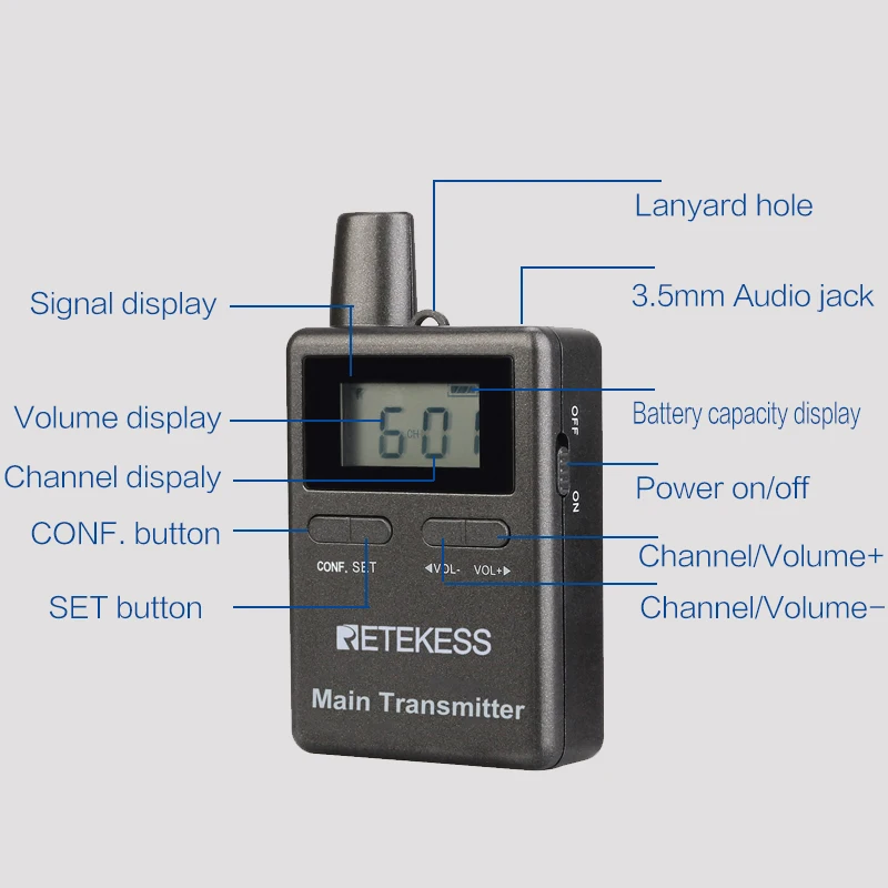 

Retekess TT105 2.4GHz Wireless Tour Guide System 2 Transmitter Mic+10 Receiver for Horse Riding Church Translation System Museum