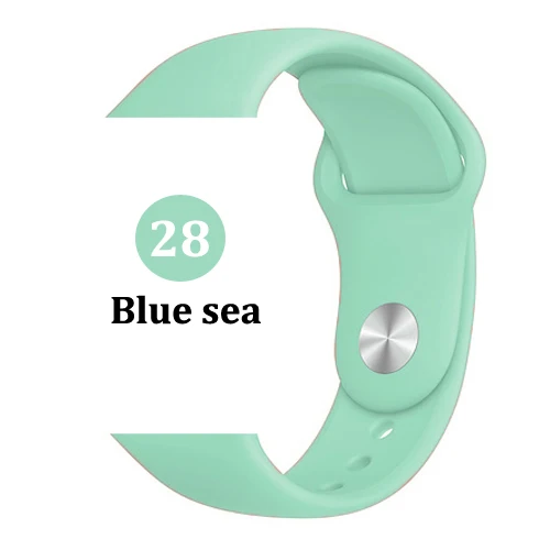 28-Blue sea Ремешок для apple watch band 4 3 correa iwatch band 42 мм/38 мм 44 мм/40 мм 2 спортивный силиконовый браслет pulseira apple watch аксессуары - Цвет ремешка: 28-Blue sea