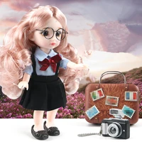 new 16cm bjd doll student dress set 13 joints movable fashion girl toy 3d eyes free accessories 112 childrens play house gift