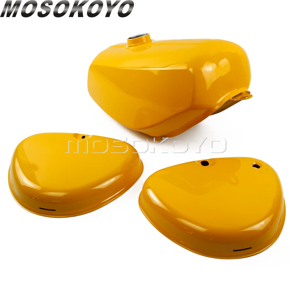 Retro Motorcycle Yellow Oil Fuel Tank with Right+ Left Side Cover Pad for Simson S50 S51 S70 all years (190830, 200655, 200200)