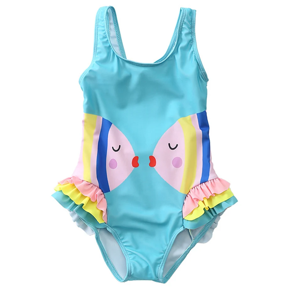 Детский цельный купальник для девочек купальный костюм с мультяшным рисунком