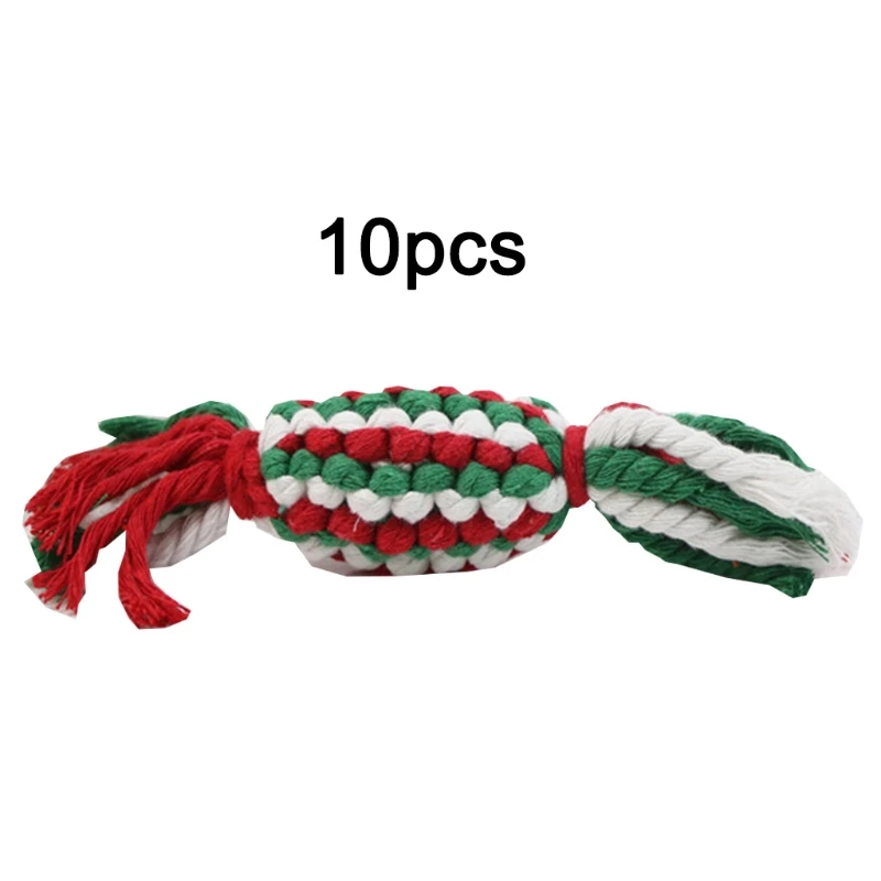 

10 Pcs Christmas Candy Cotton Rope Dog Molar Toys Cute Carton Doll Soft Durable 896B