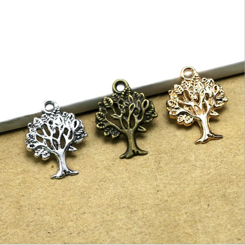 50pcs/lot 22x17mm Retro Antique Bronze Charm Tree Handmade Necklace Bracelet Accessories Alloy for DIY Jewelry Findings | Украшения и