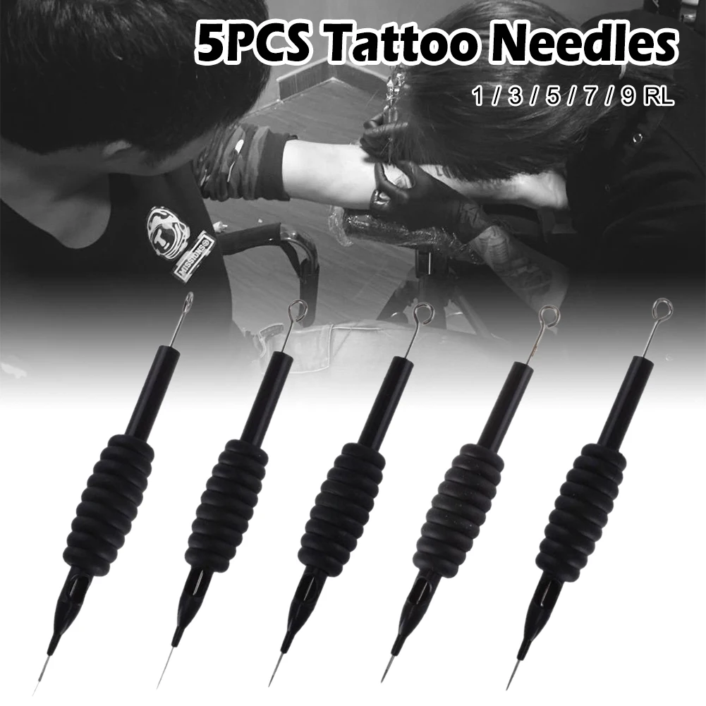 

5PCS Tattoo Needles Disposable Tattoo Guns Needles 1RL/3RL/5RL/7RL/9RL with Tubes Combo Liner Shader Tattoo accesories