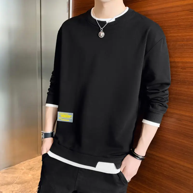 Мужская Новая футболка с длинным рукавом и круглым вырезом Осень зима