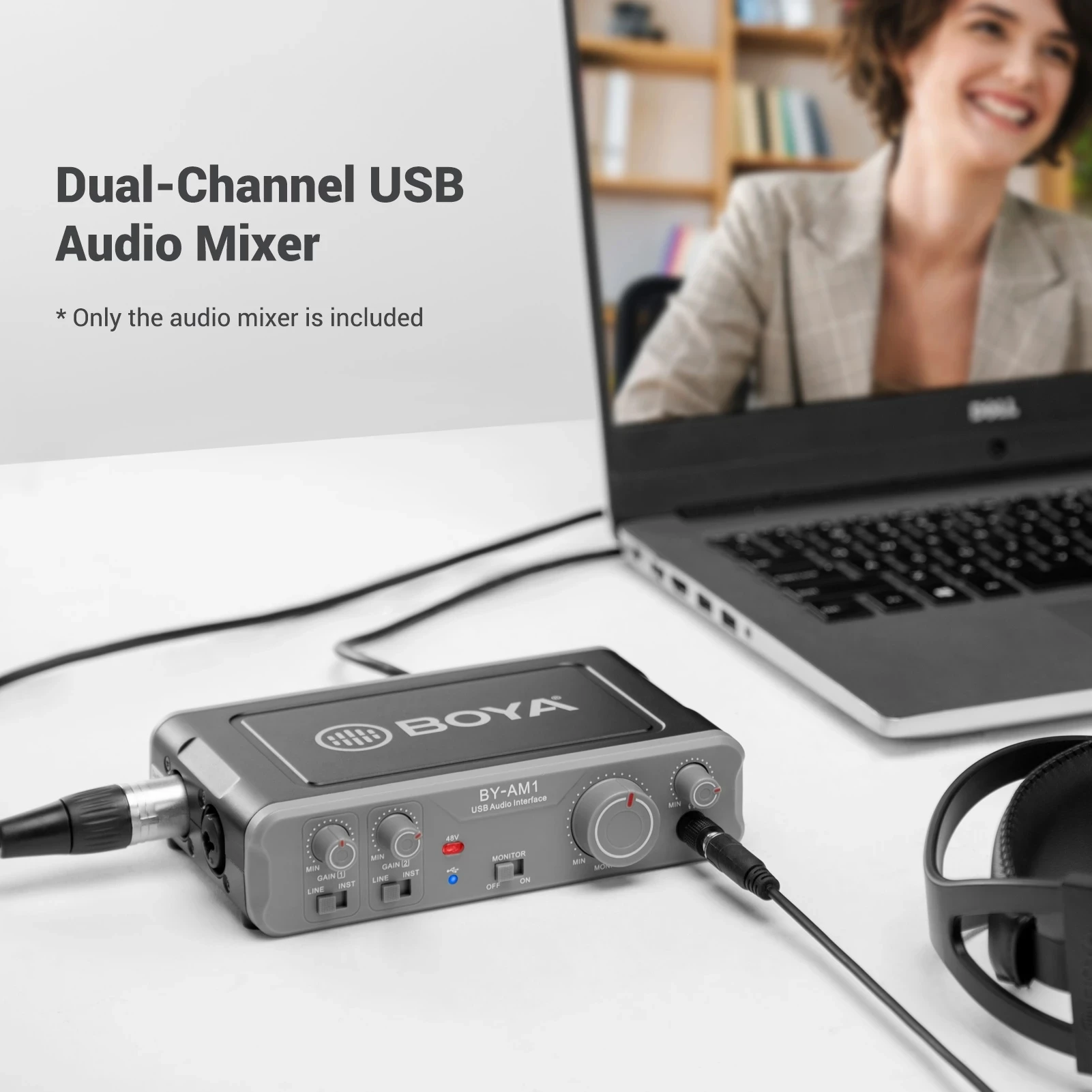 BOYA BY AM1 двухканальный аудиомикшер USB 6 35 мм/XLR комбинированные входы мм наушники 48 В