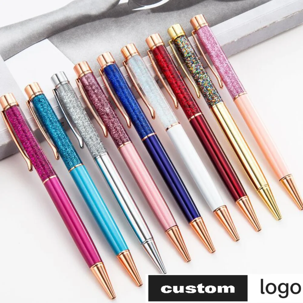 

15New Creative Gold Foil Oil Pen Crystal Wafer Pen High-grade Metal Signature Pen Custom LOGO Lettering Engraved Name Stationery