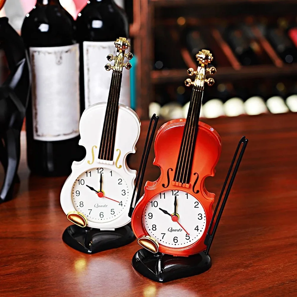 

Violin Alarm Clock Creative Fashion Simple European Style Children's Cute Cartoon Bedside Retro Ornament Decoration