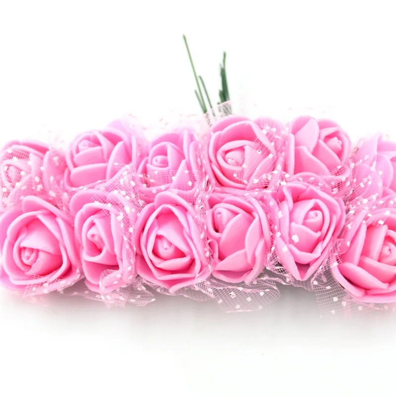 Pink 144 шт мини-букет из искусственных пузырей с розами, разноцветный Свадебный домашний декор, скрапбукинг, искусственные цветы, аксессуары для венков - Цвет: Pink