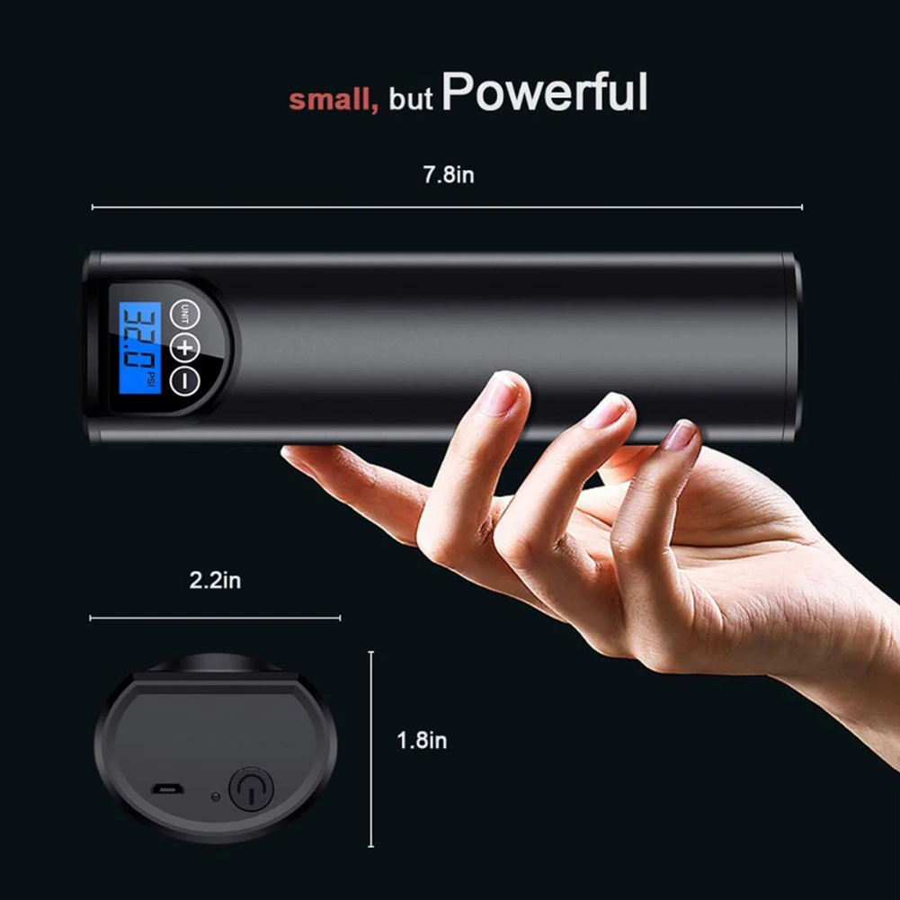 

Portable Wireless 150PSI Air Compressor Rechargeable Tire Pressure LCD Display Electric Tire Inflator Pump for Car Bicycles