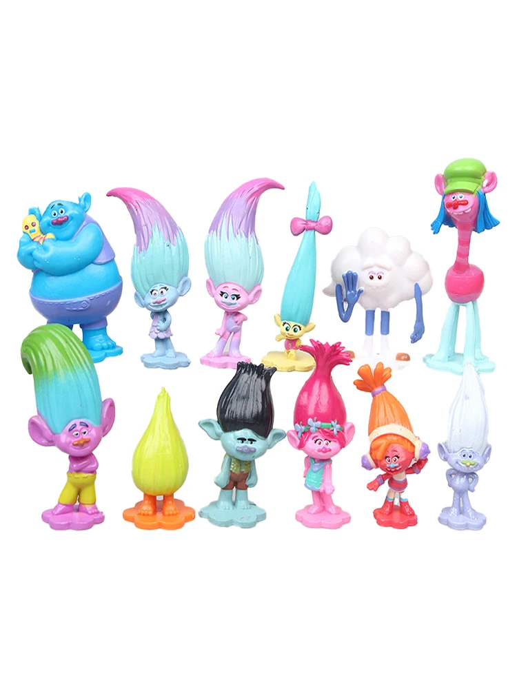 12Pcs/Pack Trolls Toys  Branch Critter Skitter Figures Trolls Anime Figure  Tabletop Ornaments Gifts For Children
