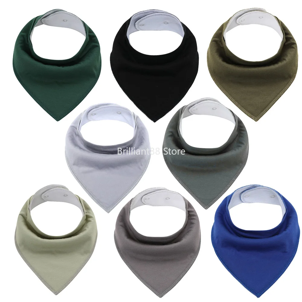 

Soft Comfortable Colorful 100% Organic Cotton And Baby Bandana For Boys &Girls Infant Adjustable Snaps Saliva Baby Bibs 8Pcs