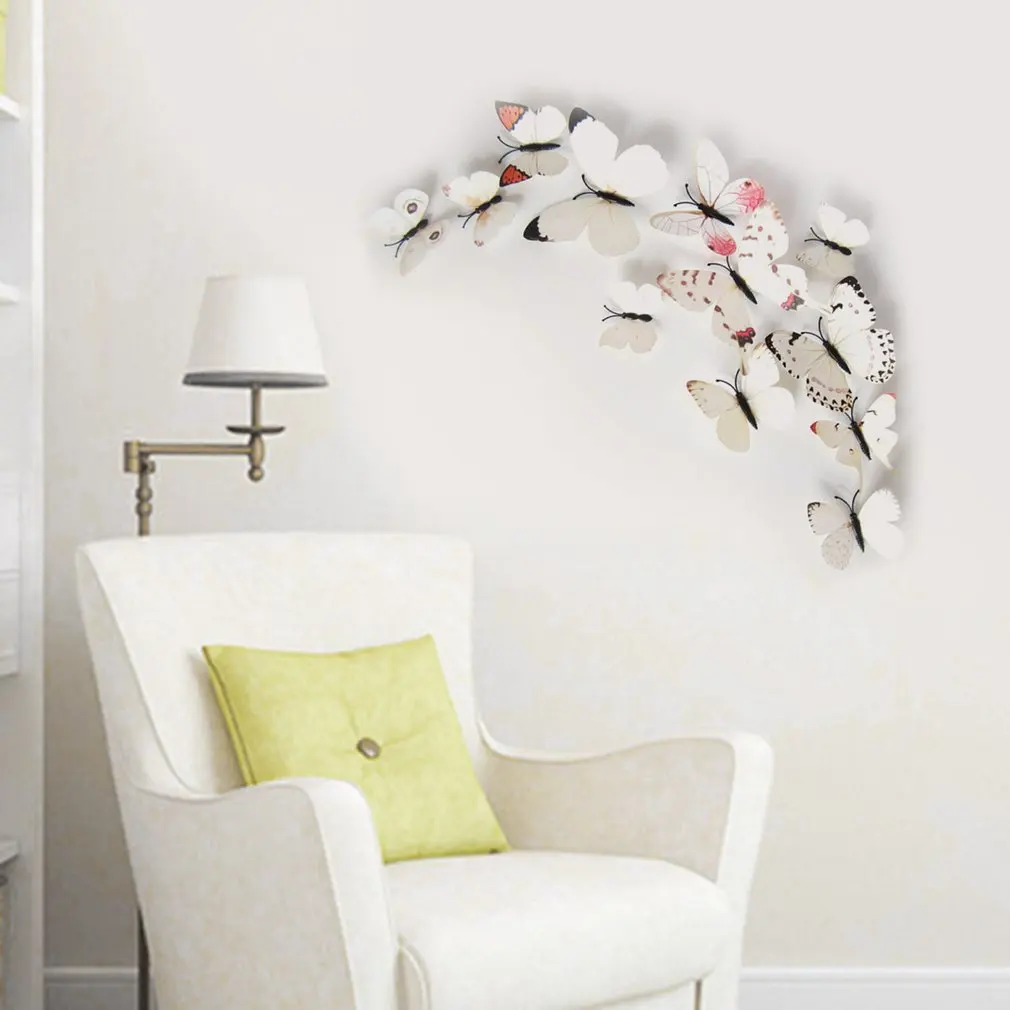 

Free shipping 12pcs PVC 3d Butterfly wall decor cute Butterflies wall stickers art Decals home Decoration room wall art
