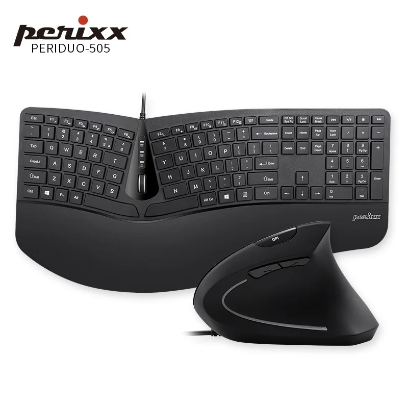 PERIXX PERIDUO-505 Эргономичный USB Проводная клавиатура и мышь набор Эргономичный ноутбук Рабочий стол Offce клавиатура и мышь набор