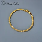 18K золотой браслет GP для мужчин женщин 3 мм браслет с витой цепью и кольцеобразные браслеты браслет Pulsera ювелирные изделия аксессуары Bijoux (украшения своими руками)