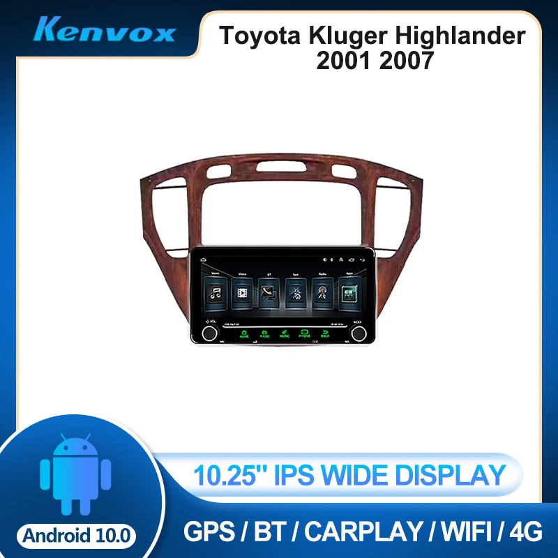 

Автомагнитола 2DIN, 10,25 дюйма, IPS, Android, для Toyota Kluger Highlander 2001 2007