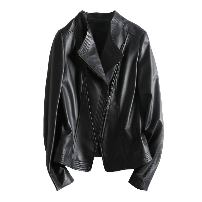 

JCHB 2021 Motorcycle Genuine Leather Jacket Women Short Sheepskin Coat Female Plus Size 4xl Spring Autumn Mujer Chaqueta Pph341