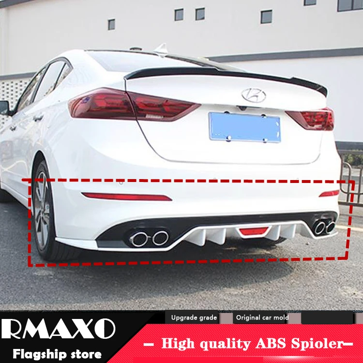 

For Hyundai Elantra ABS Rear Bumper Diffuser Protector For 2016-2019 Elantra Body kit bumper rear Front shovel lip rear spoiler