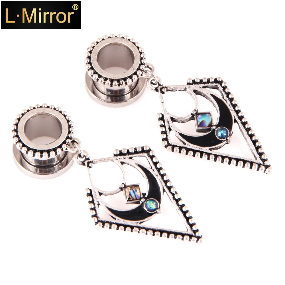

L.Mirror 1Pcs Ear Gauges Dangle Plugs Tunnels for Ears Pendant Piercings Jewelry Stainless Steel Pendants Piercing