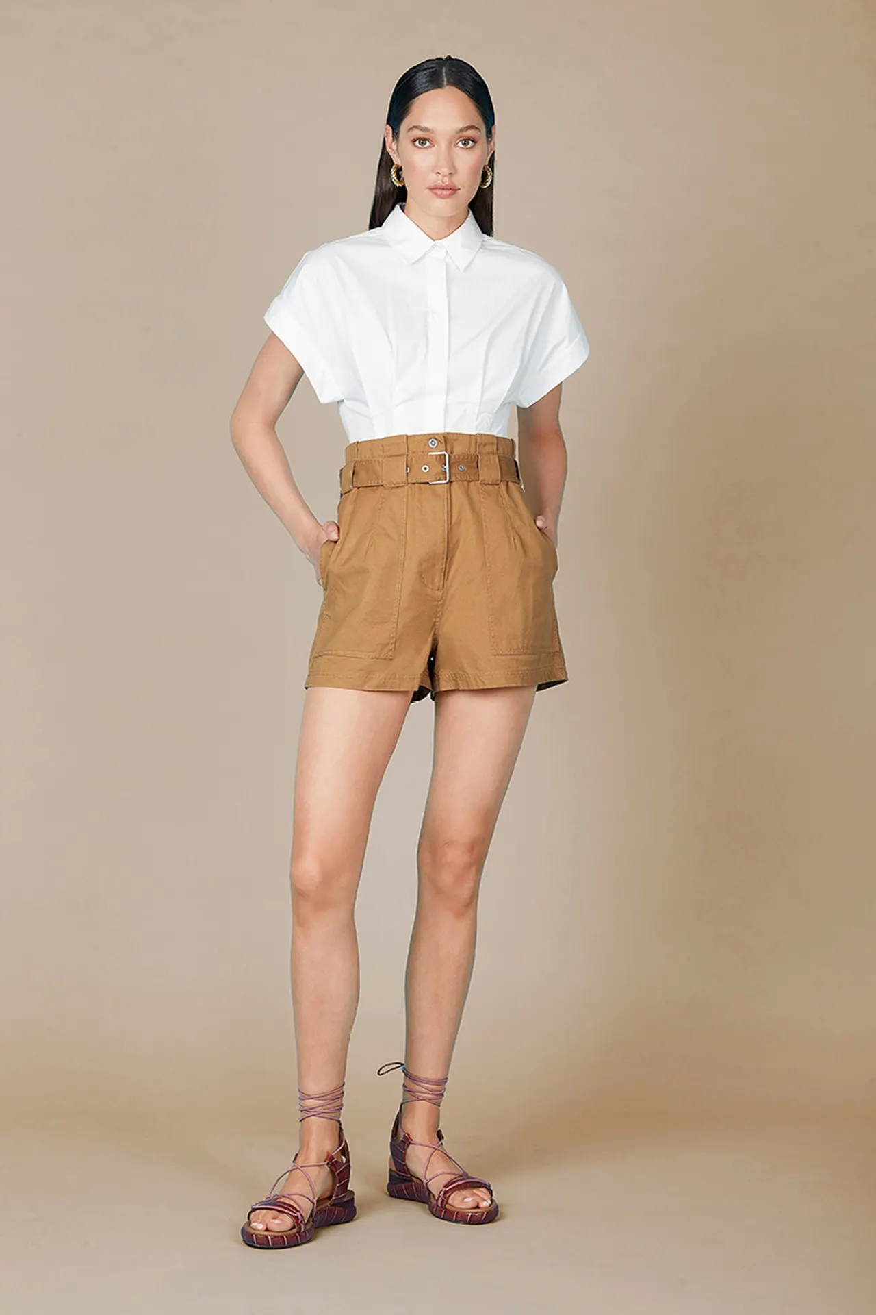 

New White England Sense Bat Sleeve Blouse Women's Spring and Summer Waist Slim Short Sleeve Shirt 2021