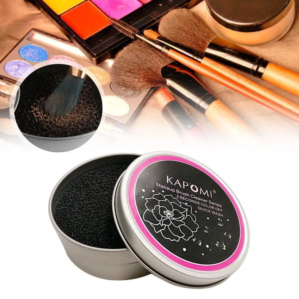 Губка Кисть Косметика очиститель железная коробка для глаз губ носа лица кисти