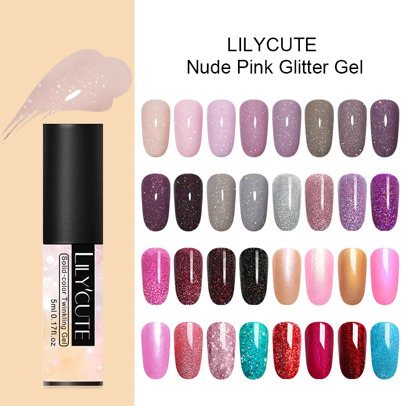 LILYCUTE 5 мл цветной гель голографический лак Блестки УФ замочить от длительного действия Гель-лак для ногтей
